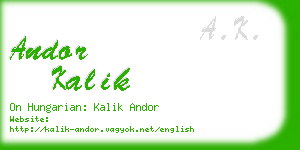 andor kalik business card